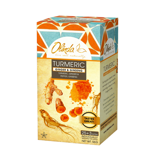 Turmeric Ginger & Ginseng Tea (25 Tea Bags) - Olinda Teas