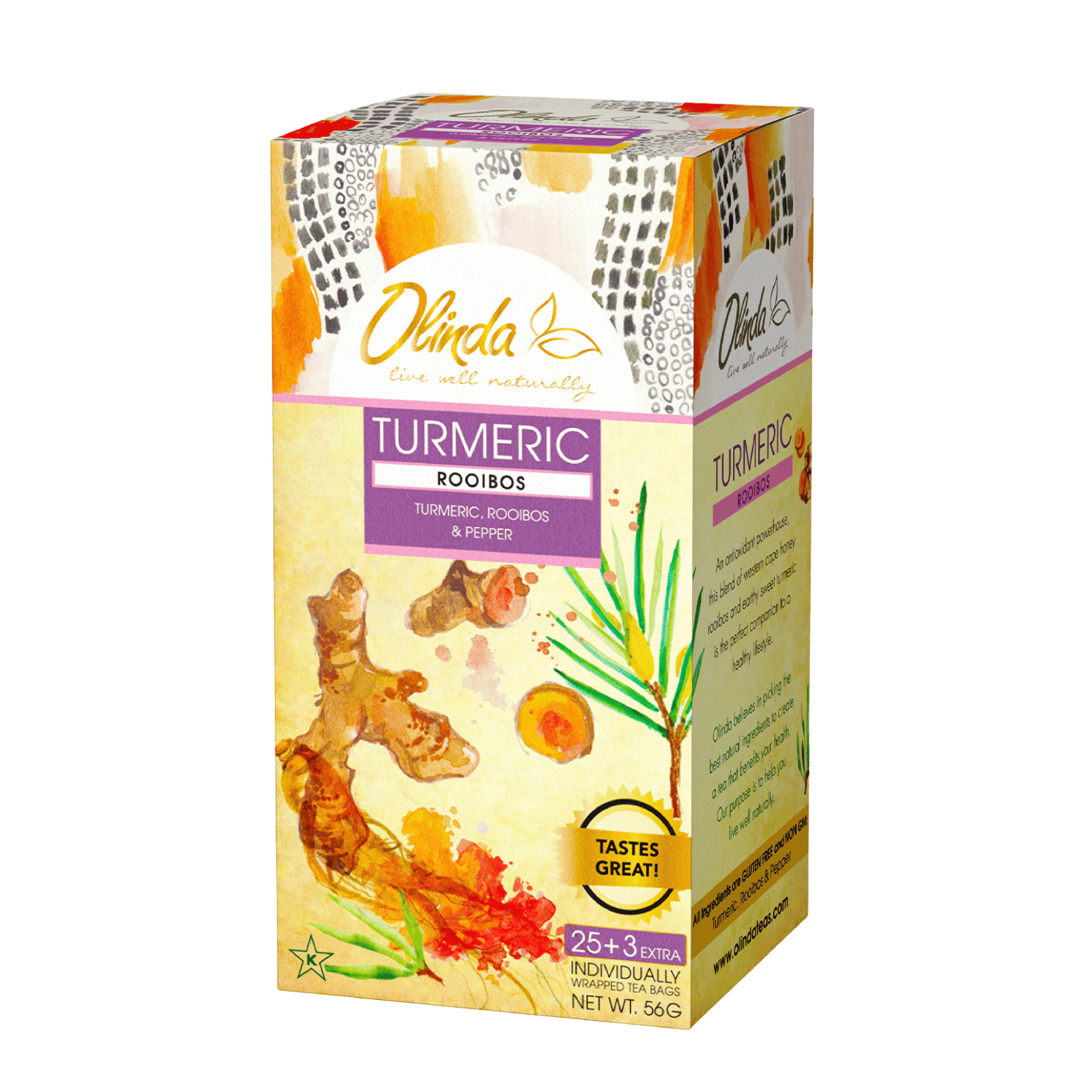 Turmeric Rooibos Tea (25 Tea Bags) - Olinda Teas