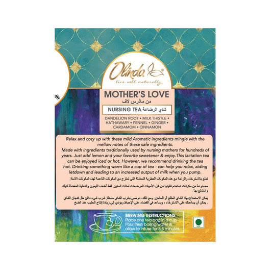 Olinda Mother's Love Nursing Tea with Product Description and Brewing Instructions 
