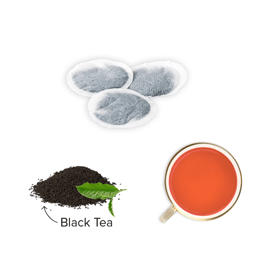 Orange Tea Bag with Black and tea cup