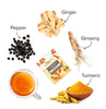 Olinda Turmeric Ginger & Ginseng Tea Pack with Ingredients and Tea
