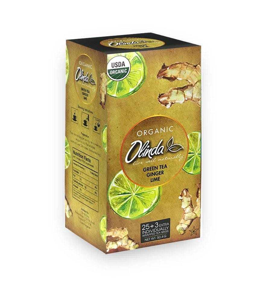 Olinda Organic Green Tea ginger and lime 28 tea bags